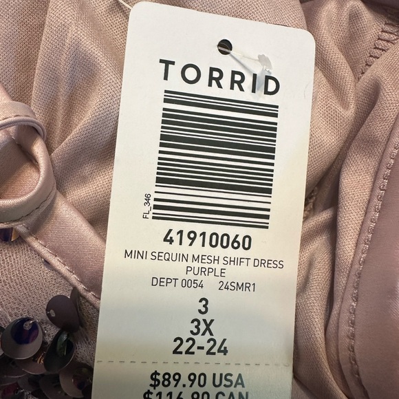 Torrid 3X Mini Sequin Mesh Shift Dress - Picture 3 of 3